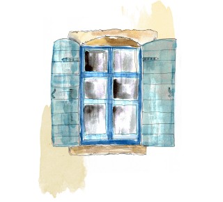 Une Pinceé de Provence illustration of a window and shutters