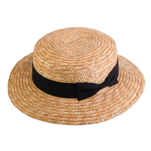 Hat Ladies Straw Hat with Black Ribbon